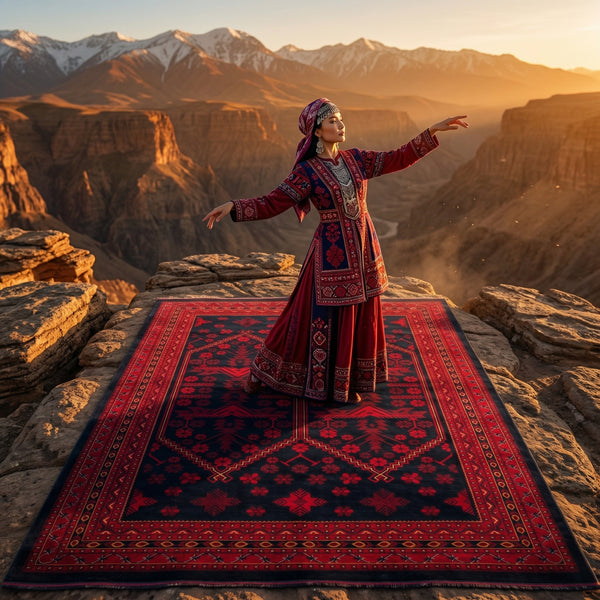 Traditional Crimson, Navy Rug