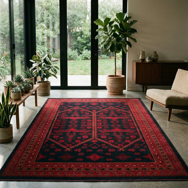 Traditional Crimson, Navy Rug