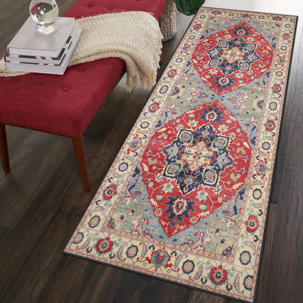 Oriental Kazak Rug showcasing bold geometric patterns in a modern living room