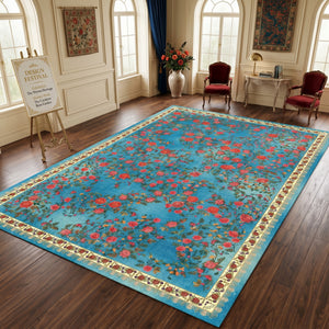 Turquoise Rose Garden Rug