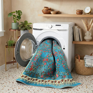 Turquoise Rose Garden Rug