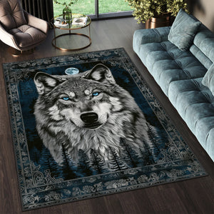 King of the Wilderness Wolf Rug - Regal and Powerful
