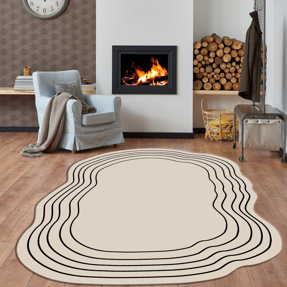 Living room featuring a Modern area rug from