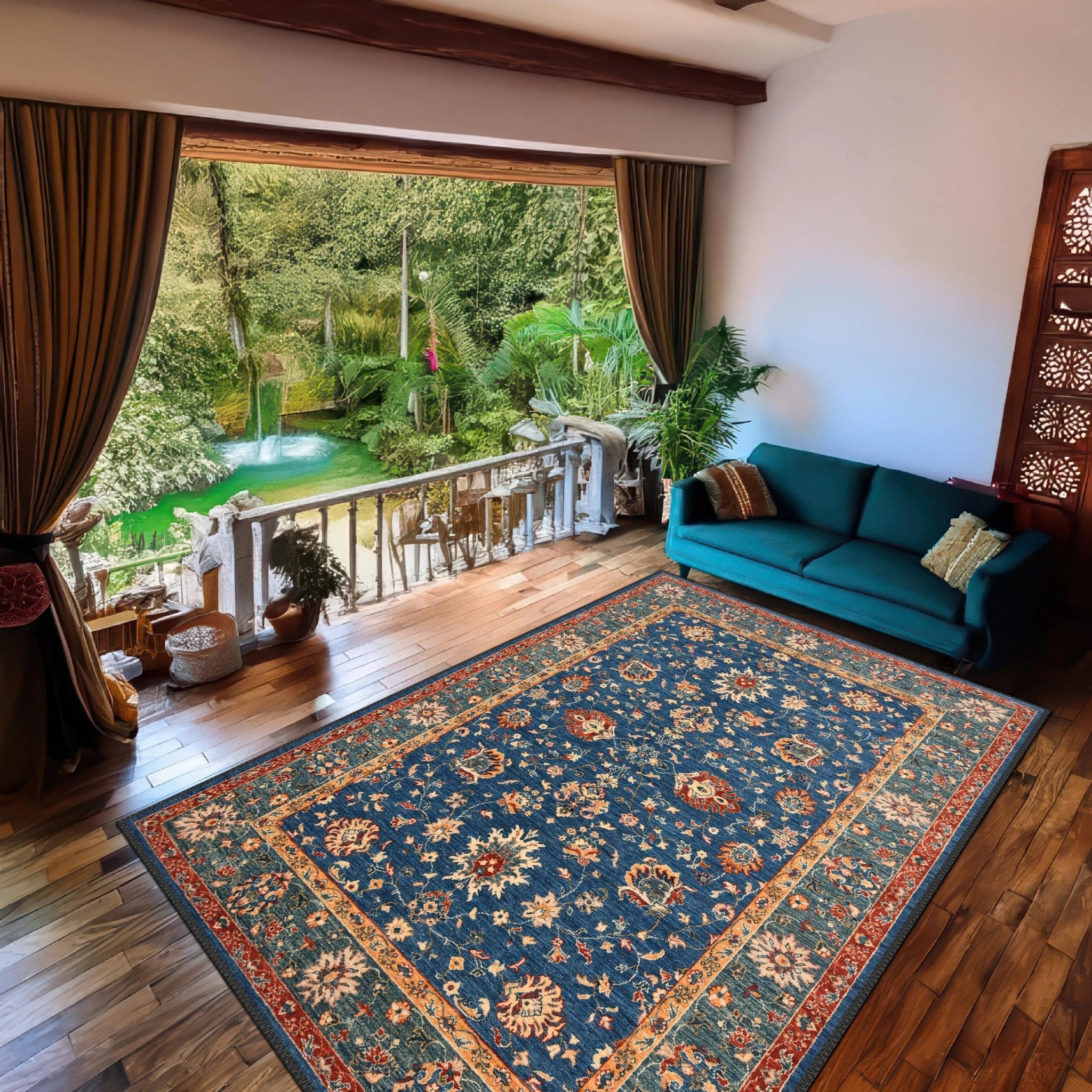 Luxurious Hallway Rug placed at the entrance, welcoming guests