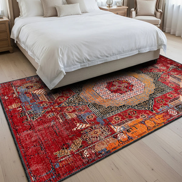 Red Medallion Turkish Rug