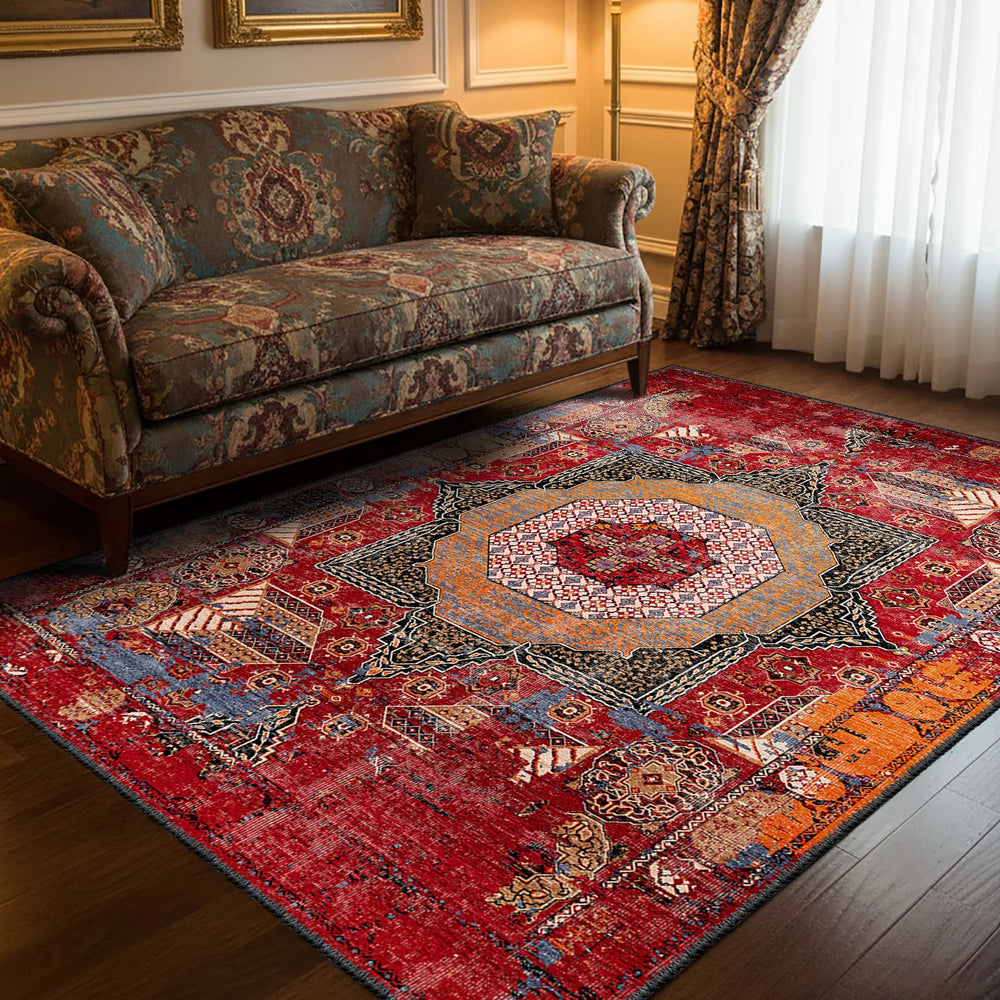 Red Medallion Turkish Rug