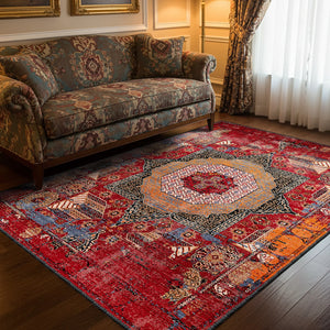 Red Medallion Turkish Rug