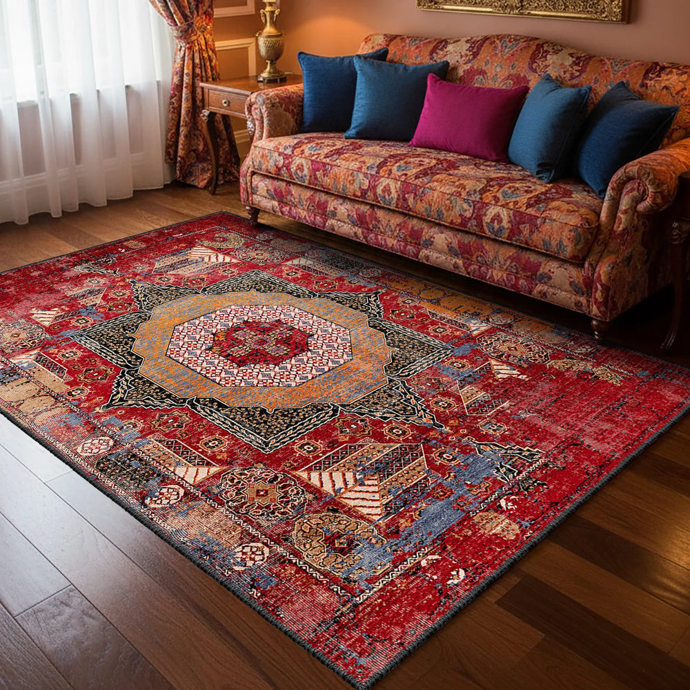 Red Medallion Turkish Rug