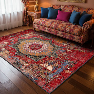 Red Medallion Turkish Rug