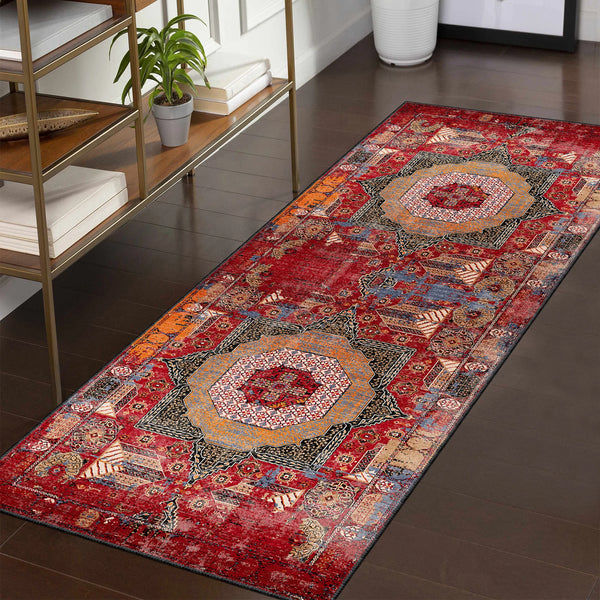Red Medallion Turkish Rug