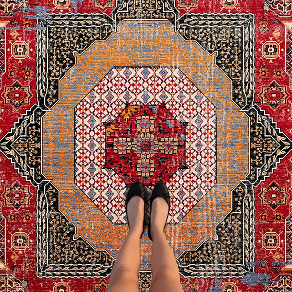 Red Medallion Turkish Rug