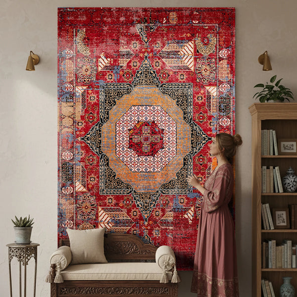 Red Medallion Turkish Rug