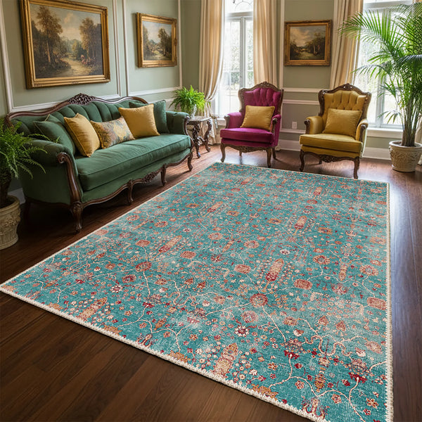Neutral Turquoise Rug