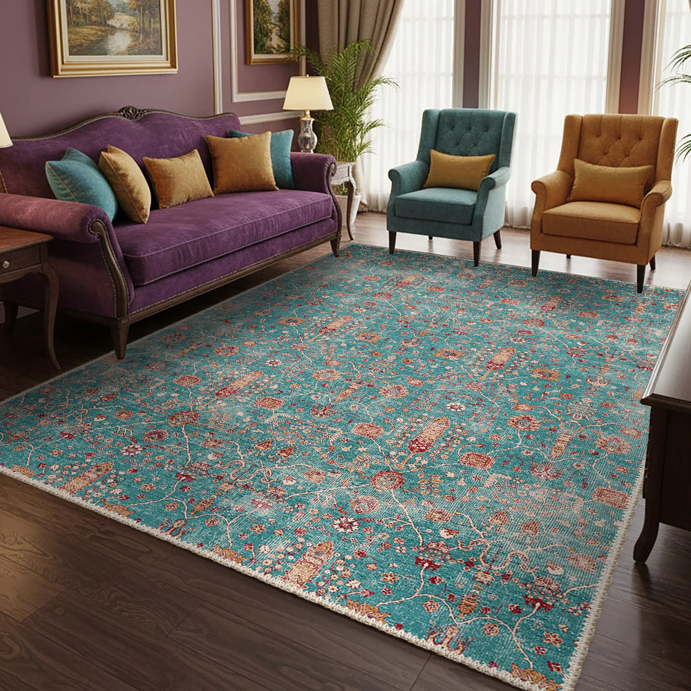 Neutral Turquoise Rug