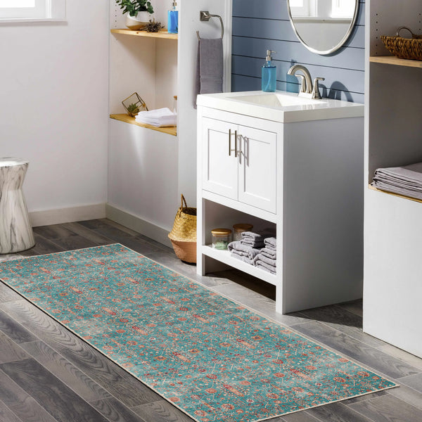 Neutral Turquoise Rug