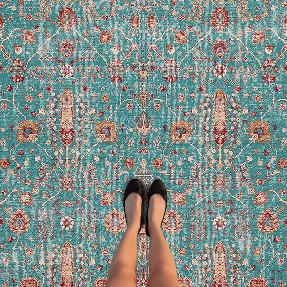 Neutral Turquoise Rug