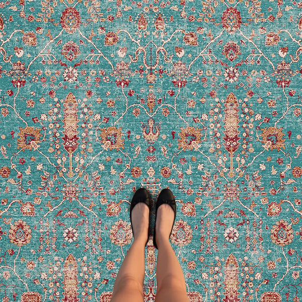 Neutral Turquoise Rug