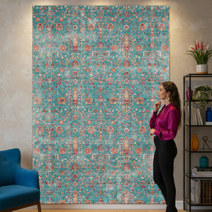 Neutral Turquoise Rug