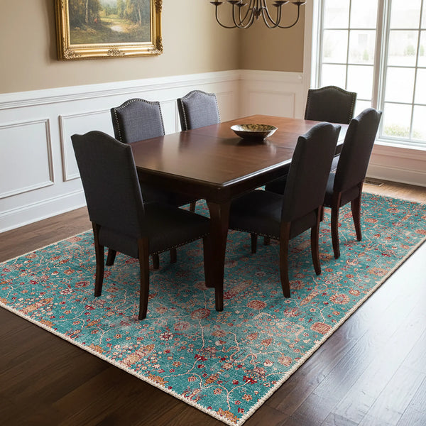 Neutral Turquoise Rug