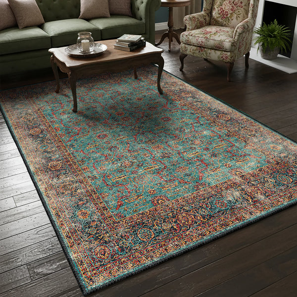 Turquoise Washable Rug