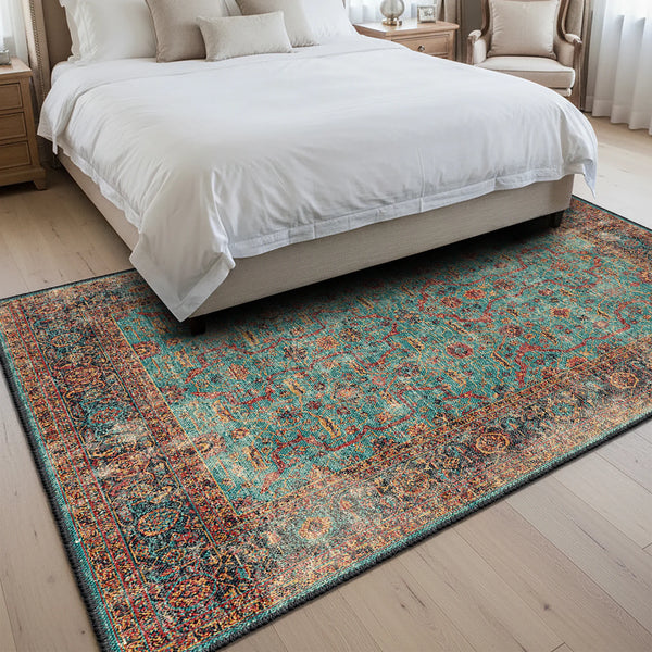 Turquoise Washable Rug