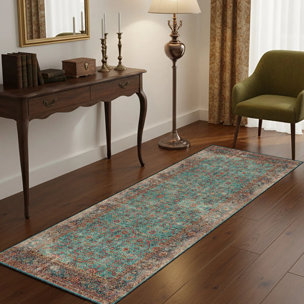 Turquoise Washable Rug