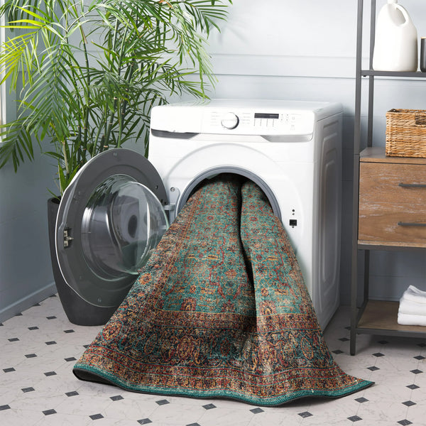 Turquoise Washable Rug