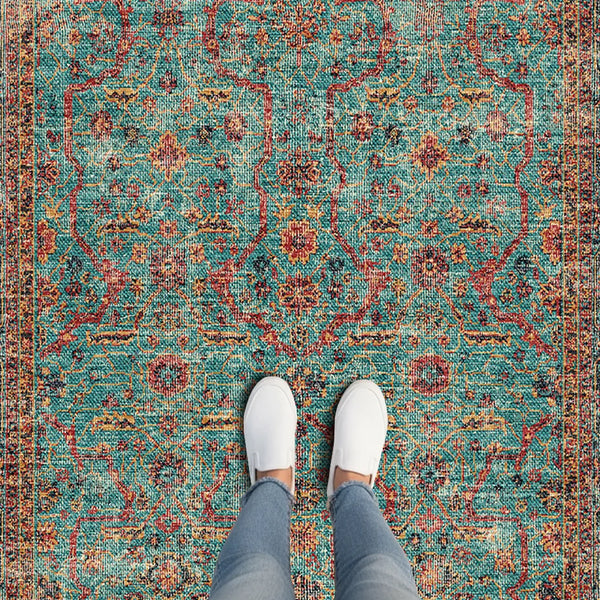 Turquoise Washable Rug