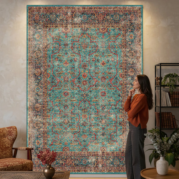 Turquoise Washable Rug