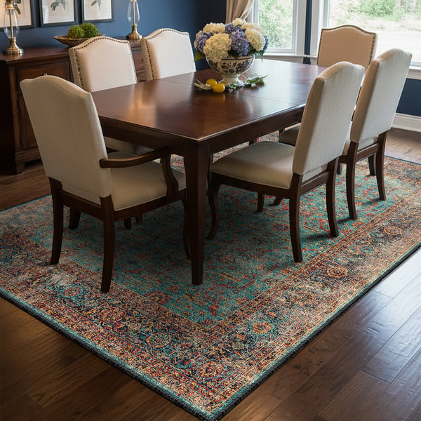 Turquoise Washable Rug