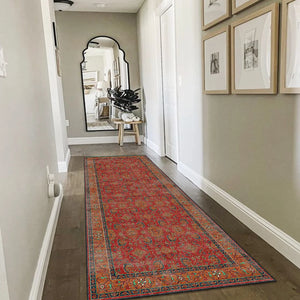 Deep Red Washable Rug