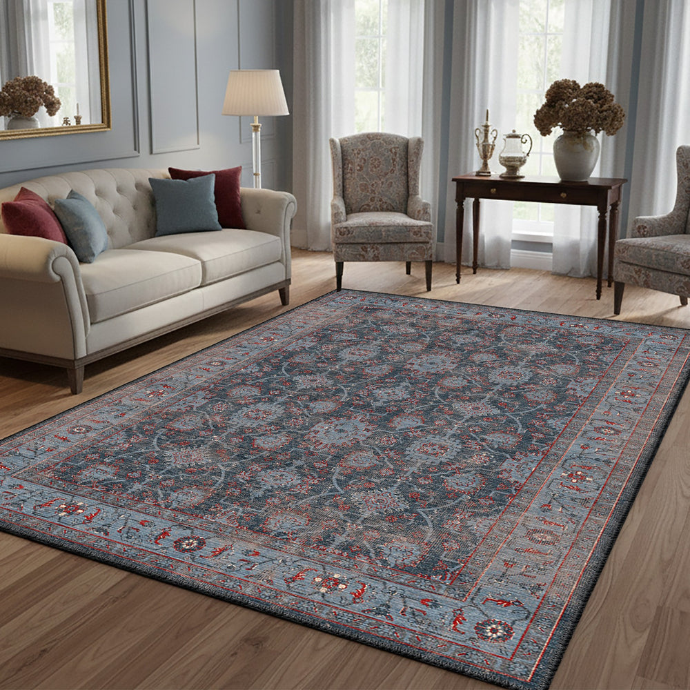 Grey Blue Vintage Style Rug