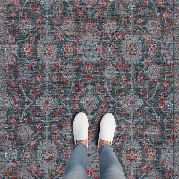 Grey Blue Vintage Style Rug