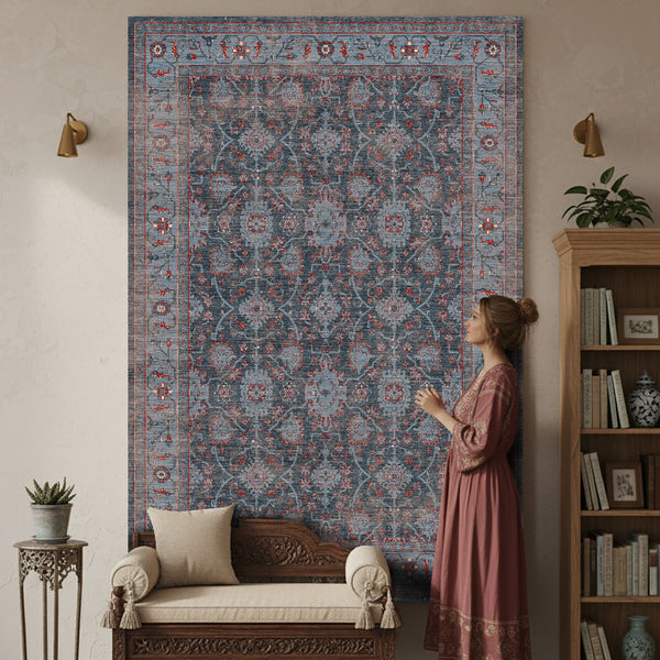 Grey Blue Vintage Style Rug