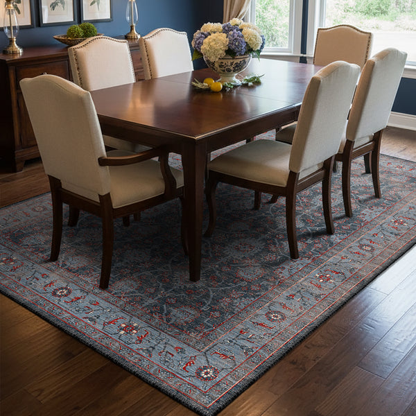 Grey Blue Vintage Style Rug