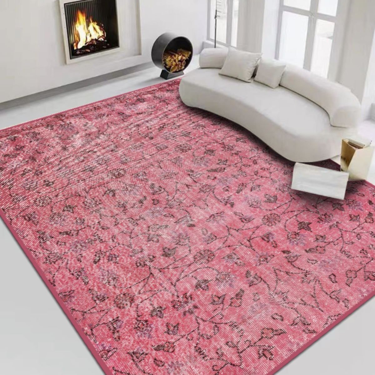 Machine-washable Soft Pink Carpet, perfect for family-friendly spaces