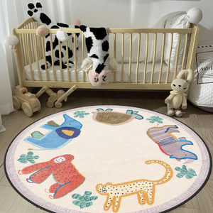Multi Pattern Playroom Rug with colorful geometric shapes in a kids' room