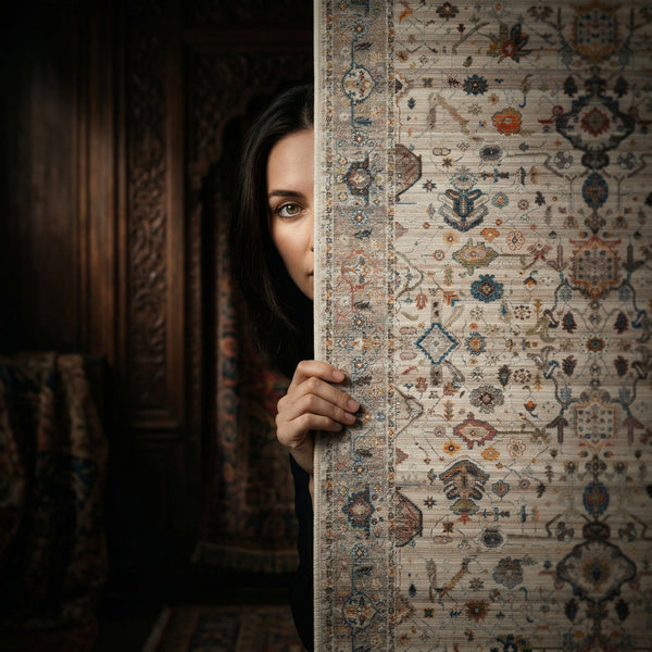 Soft Beige Ethnic Woven Carpet - PT 01