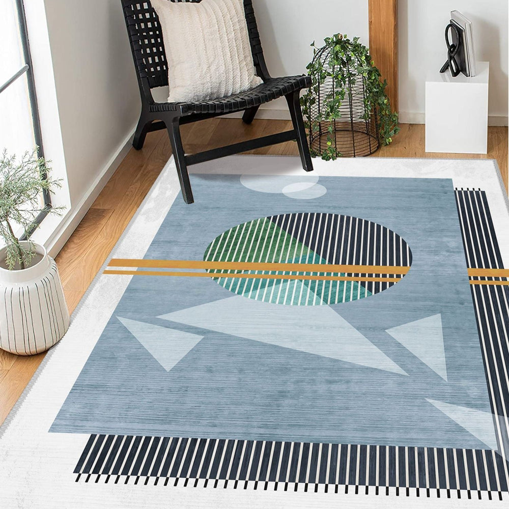 Chic and minimal rug enhancing a modern living room with clean, understated style