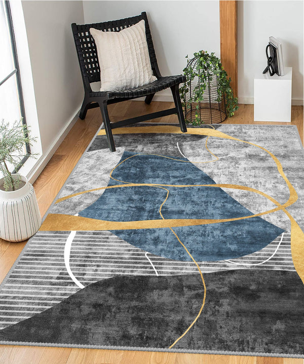 Pet and kid-friendly contemporary area rug made with hypoallergenic materials