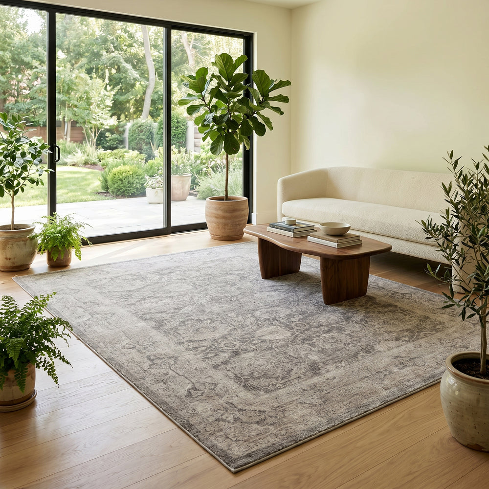 Vintage Style Gray Woven Rug