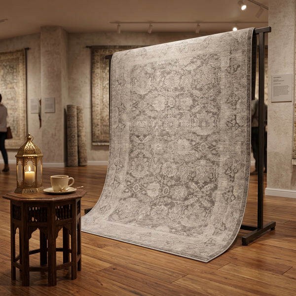 Vintage Style Gray Woven Rug