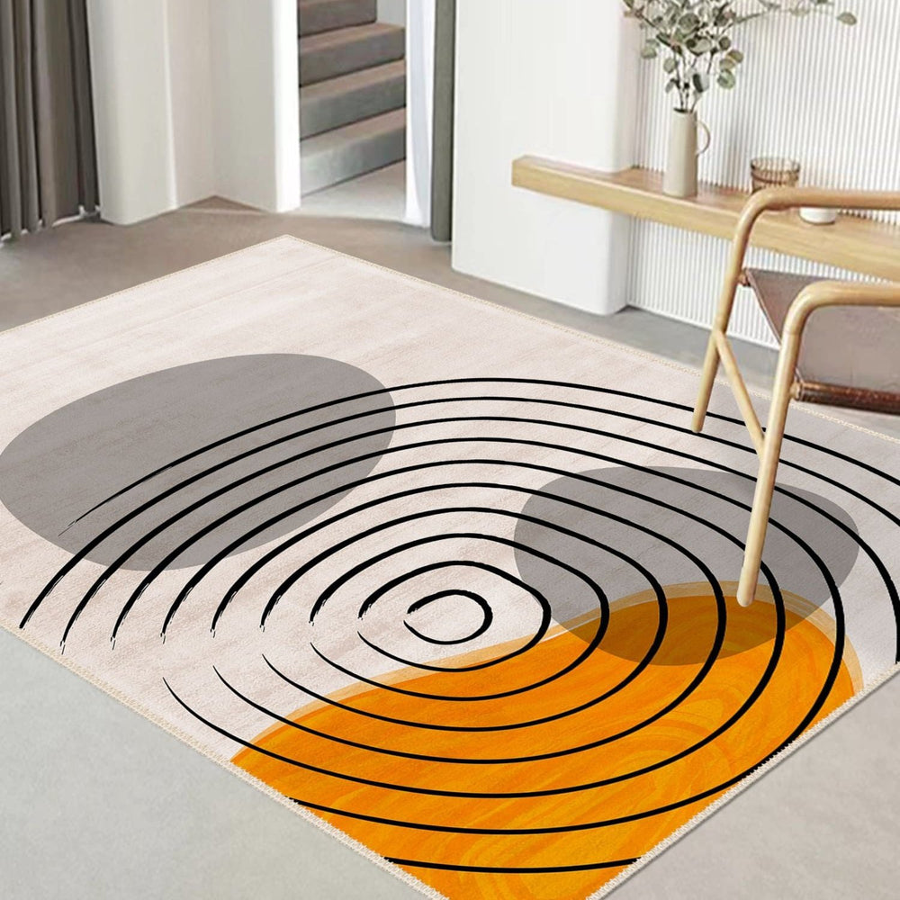 Elegant Spiral Pattern Rug in Neutral Tones

