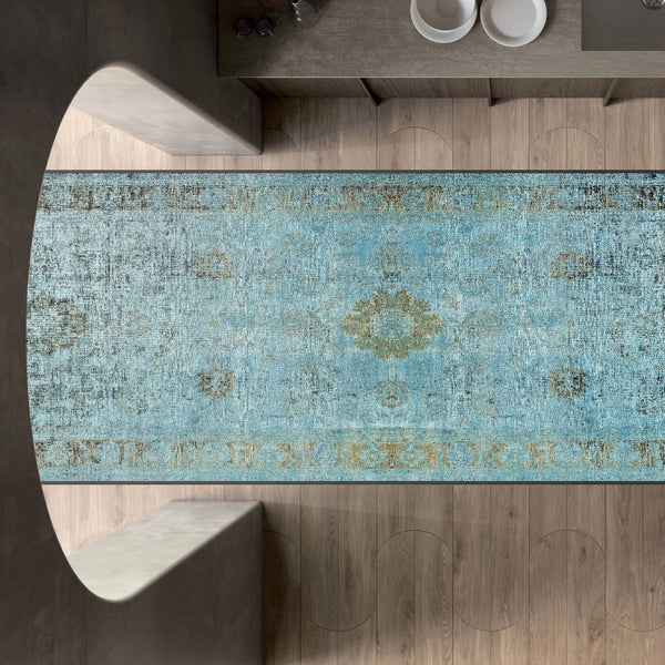 Turquoise Washable Rug