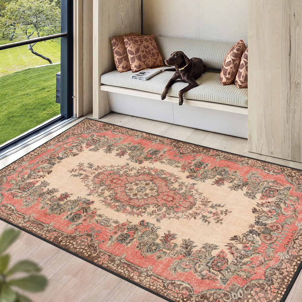 Beige-Pink Medallion Rug