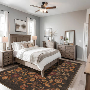 Brown Floral Rug