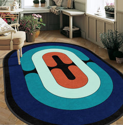 Modern Abstract Blue Area Rug- My Store