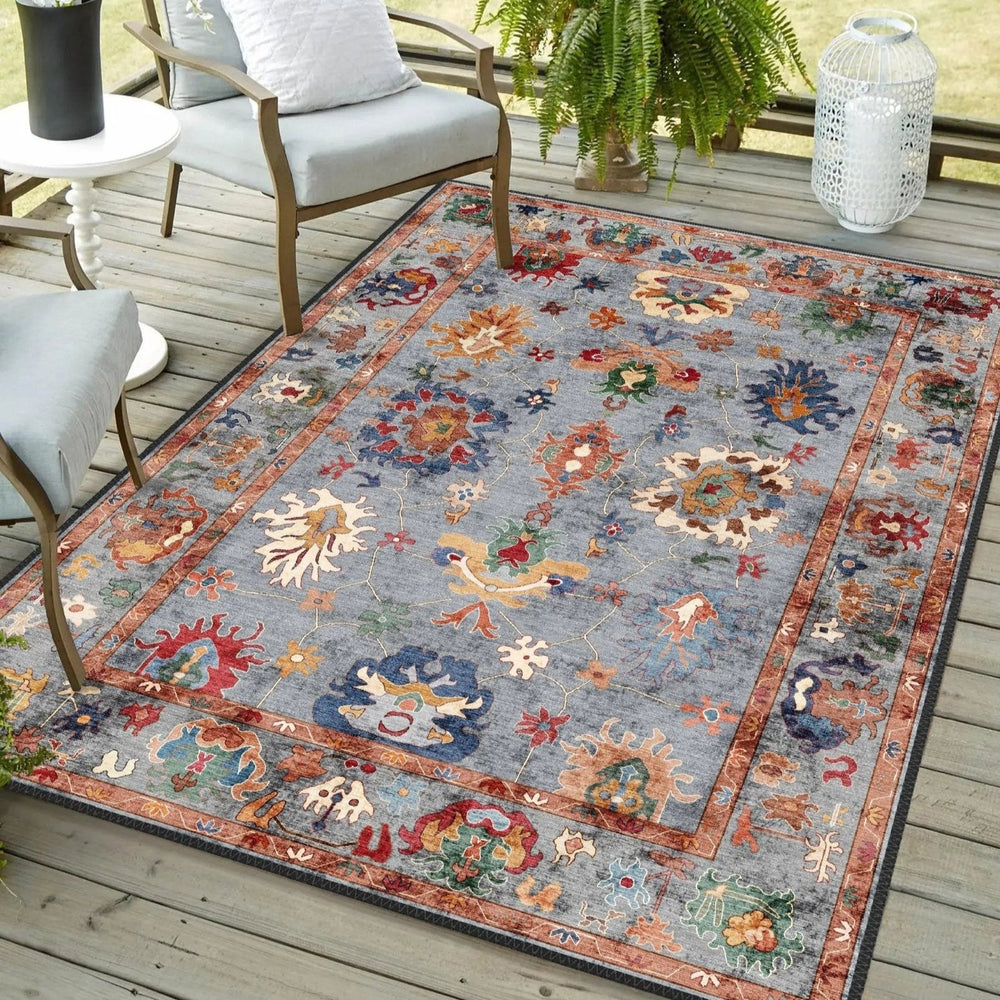 oushak blue bedroom rug