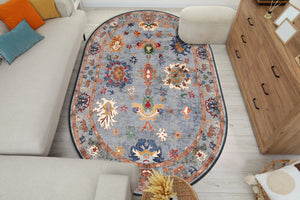 oval oushak blue rug