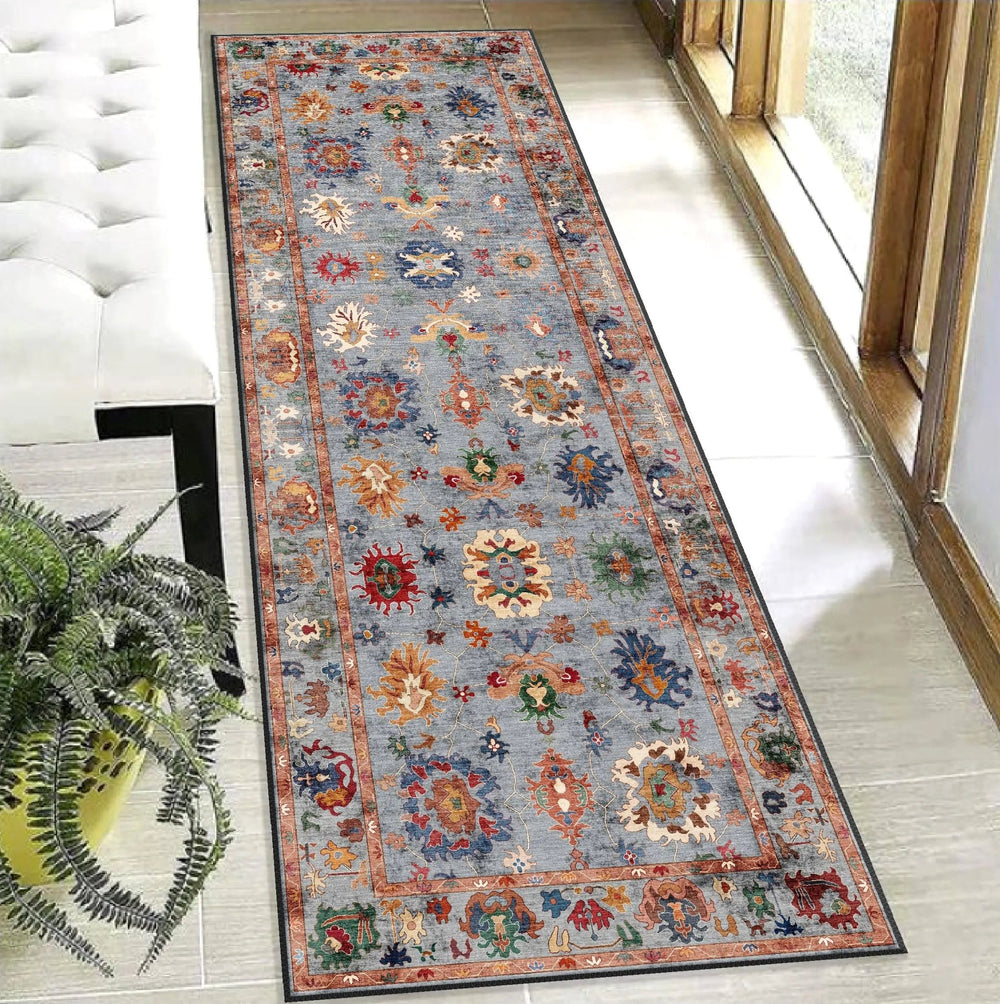 oushak blue bedroom rug